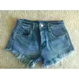 BLANK NYC Fringe Denim Shorts